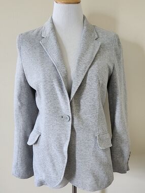 Boston Proper Light Gray Knit Single-Button Blazer